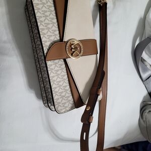 Michael Kors Brown and Cream Crossbody Bag